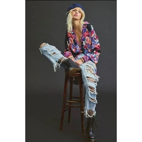 Free People Brunch A Bunch Longsleeve Tunic Top Size M - Picture 1 of 7